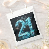 Luxury Glam Teal Blue Crystal 21st Birthday Party フェイバーバッグ (クリップ留めされた状態)