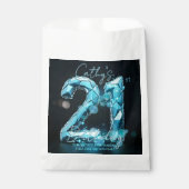 Luxury Glam Teal Blue Crystal 21st Birthday Party フェイバーバッグ (正面)