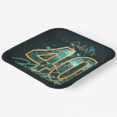 Luxury Glam Teal Gold Agate 40th Birthday Party ペーパープレート (傾斜あり)