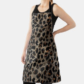 Luxury Glitter Brown Black Gold Leopard Pattern エプロン (インサイチュ)