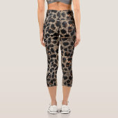 Luxury Glitter Brown Black Gold Leopard Pattern カプリレギンス (裏面)