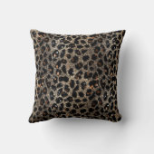 Luxury Glitter Brown Black Gold Leopard Pattern クッション (裏面)