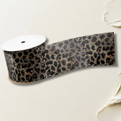 Luxury Glitter Brown Black Gold Leopard Pattern サテンリボン