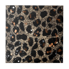 Luxury Glitter Brown Black Gold Leopard Pattern タイル