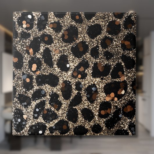 Luxury Glitter Brown Black Gold Leopard Pattern タイル