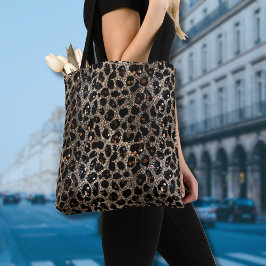 Luxury Glitter Brown Black Gold Leopard Pattern トートバッグ