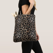 Luxury Glitter Brown Black Gold Leopard Pattern トートバッグ (クローズアップ)