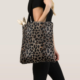 Luxury Glitter Brown Black Gold Leopard Pattern トートバッグ