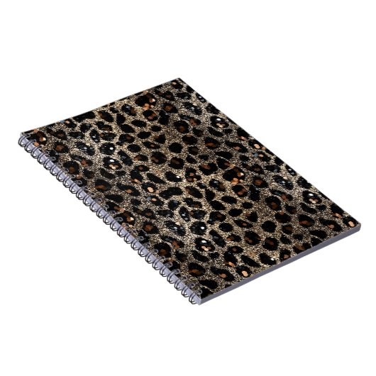Luxury Glitter Brown Black Gold Leopard Pattern ノートブック (右側)