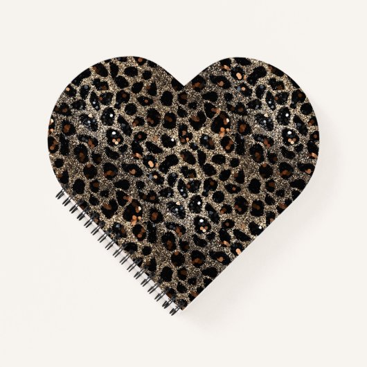 Luxury Glitter Brown Black Gold Leopard Pattern ノートブック (正面)