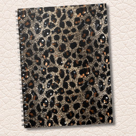 Luxury Glitter Brown Black Gold Leopard Pattern ノートブック
