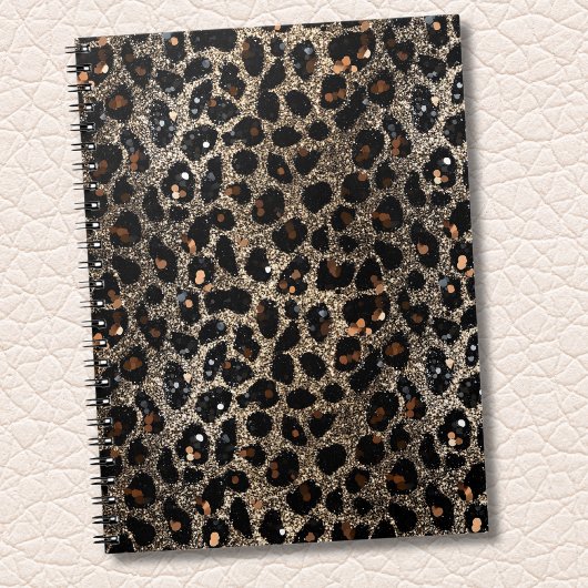 Luxury Glitter Brown Black Gold Leopard Pattern ノートブック