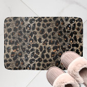 Luxury Glitter Brown Black Gold Leopard Pattern バスマット