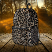 Luxury Glitter Brown Black Gold Leopard Pattern プリントバックパック