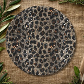 Luxury Glitter Brown Black Gold Leopard Pattern ペーパープレート