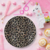 Luxury Glitter Brown Black Gold Leopard Pattern ペーパープレート (パーティー)