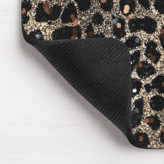 Luxury Glitter Brown Black Gold Leopard Pattern マウスパッド (コーナー)