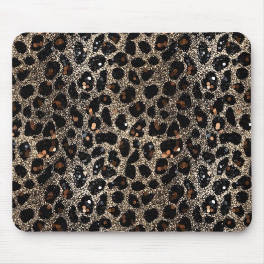 Luxury Glitter Brown Black Gold Leopard Pattern マウスパッド (正面)