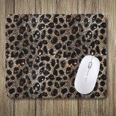 Luxury Glitter Brown Black Gold Leopard Pattern マウスパッド