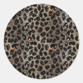 Luxury Glitter Brown Black Gold Leopard Pattern ラウンドシール (正面)