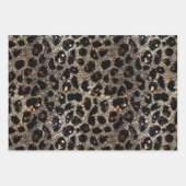 Luxury Glitter Brown Black Gold Leopard Pattern ラッピングペーパーシート (正面)