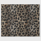 Luxury Glitter Brown Black Gold Leopard Pattern ラッピングペーパー (フラット)