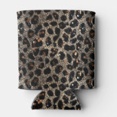 Luxury Glitter Brown Black Gold Leopard Pattern 缶クーラー (裏面)
