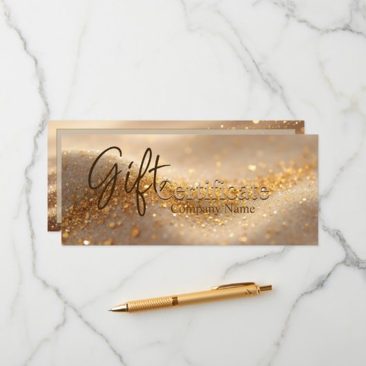 Luxury Glitter Gold Abstract Gift Certificate アドバイスカード (正面/裏面インサイチュ)