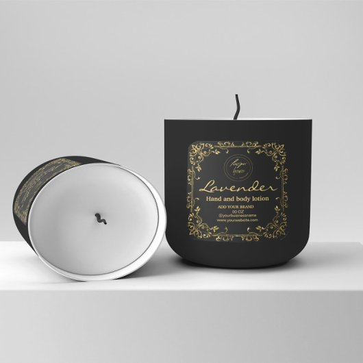 Luxury glitter gold and black ingredients スクエアシール