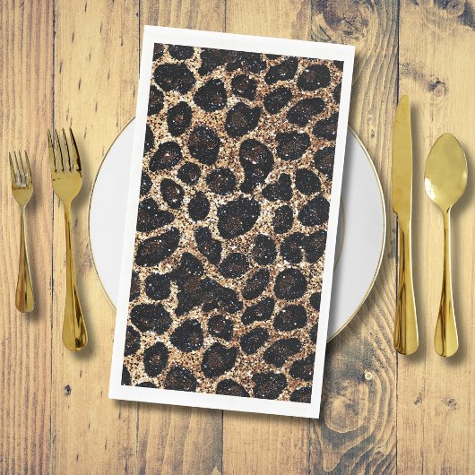 Luxury Glitter Gold Brown Black Leopard Pattern
