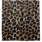 Luxury Glitter Gold Brown Black Leopard Pattern シャワーカーテン (正面)