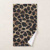 Luxury Glitter Gold Brown Black Leopard Pattern バスタオルセット (ハンドタオル)