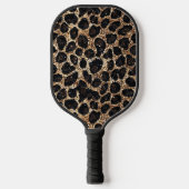 Luxury Glitter Gold Brown Black Leopard Pattern ピックルボールラケット (正面)