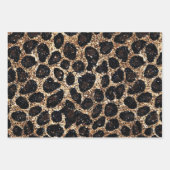 Luxury Glitter Gold Brown Black Leopard Pattern ラッピングペーパーシート (正面)