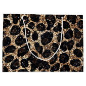 Luxury Glitter Gold Brown Black Leopard Pattern ラージペーパーバッグ (裏面)