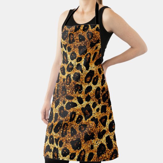 Luxury Glitter Gold Brown Rust Leopard Pattern エプロン (インサイチュ)