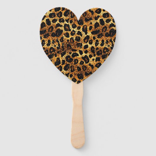 Luxury Glitter Gold Brown Rust Leopard Pattern ハンドファン (裏面)