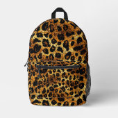 Luxury Glitter Gold Brown Rust Leopard Pattern プリントバックパック (正面)