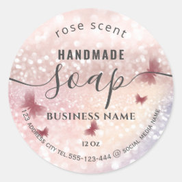 Luxury glittery romantic butterfly soap ラウンドシール