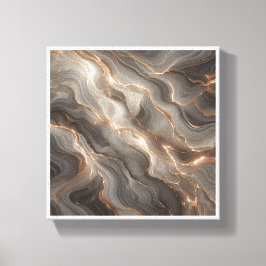 Luxury Glowing Gold Marble Abstract - Radiant Grey キャンバスプリント