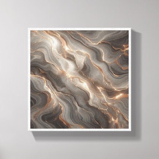 Luxury Glowing Gold Marble Abstract - Radiant Grey キャンバスプリント (正面)