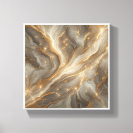 Luxury Glowing Marble Abstract - Golden Glitter Ve キャンバスプリント
