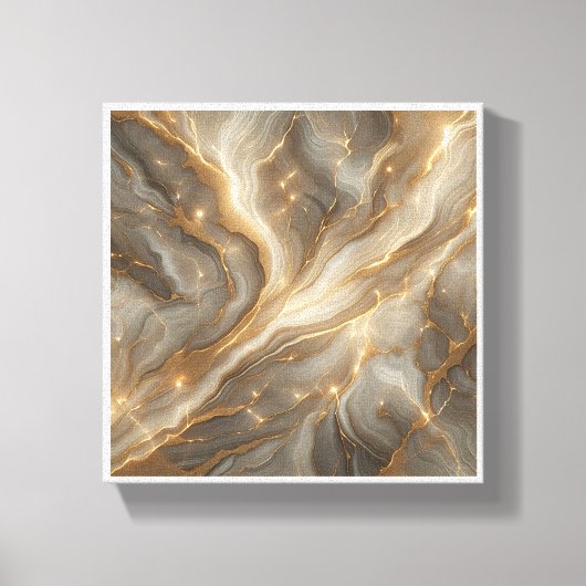 Luxury Glowing Marble Abstract - Golden Glitter Ve キャンバスプリント (正面)