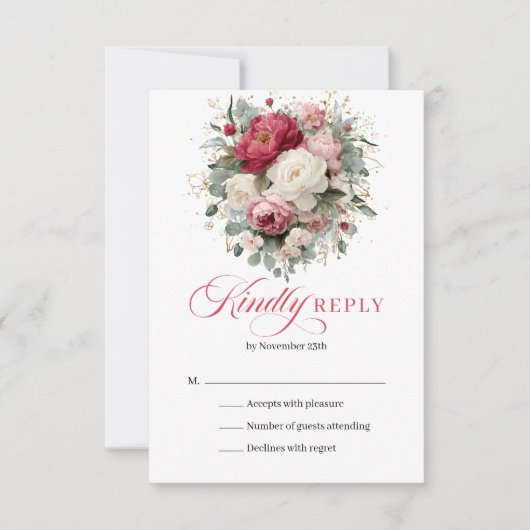 Luxury Gold Accent Boho Wedding RSVP Card (正面)
