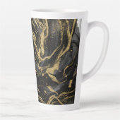 Luxury Gold and Black Abstract Marble カフェラテマグ (右)