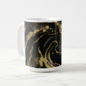 Luxury Gold and Black Abstract Marble  コーヒーマグカップ (正面左)