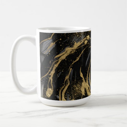 Luxury Gold and Black Abstract Marble  コーヒーマグカップ (左)