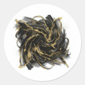 Luxury Gold and Black Abstract Marble  ラウンドシール (正面)