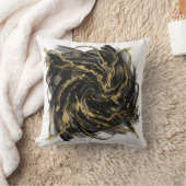Luxury Gold and Black Abstract Marble Ink Flow クッション (ブランケット)