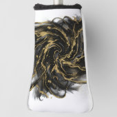 Luxury Gold and Black Abstract Marble Ink Flow ゴルフヘッドカバー (回転90)